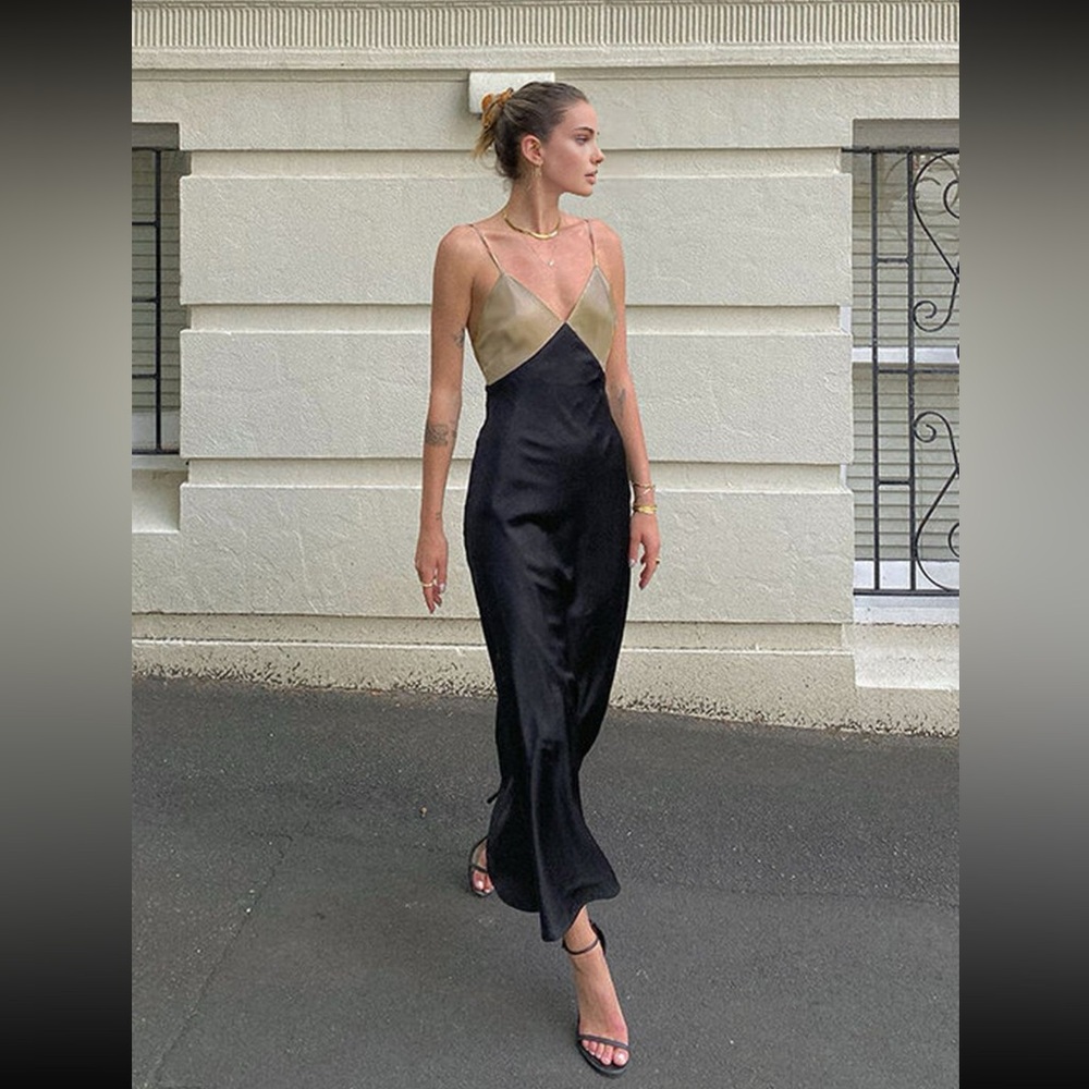 Commense Black and Gold Maxi Dress